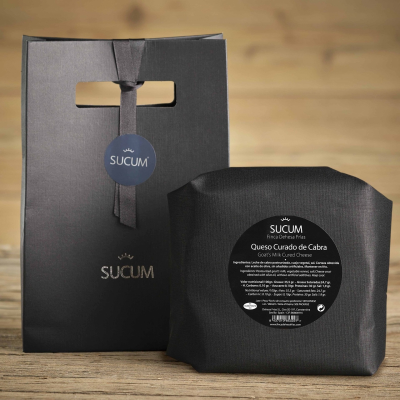 Bolsa regalo SUCUM con queso curado de cabra.